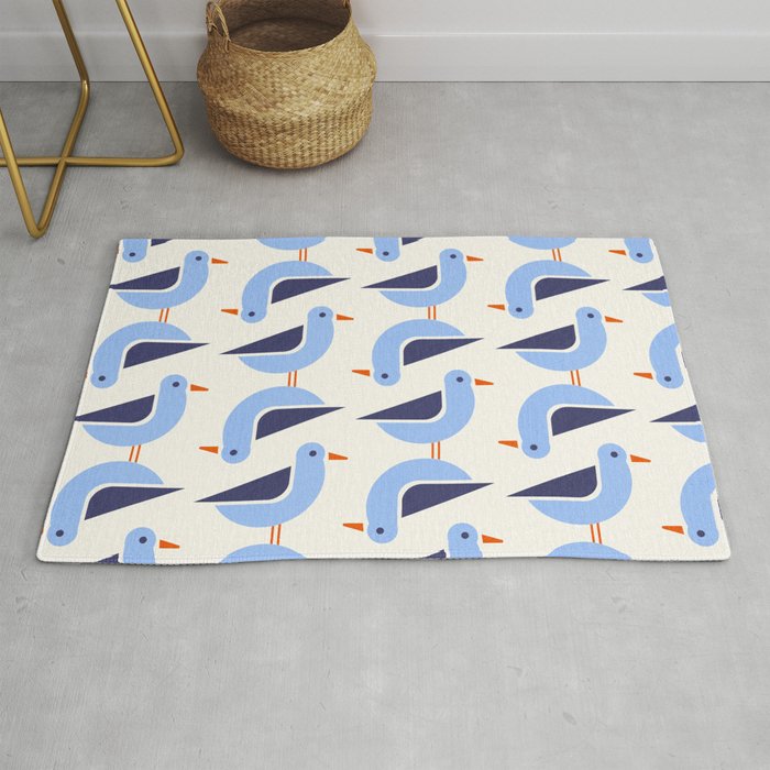 Blue Seagulls Pattern Rug Gallery Image 1