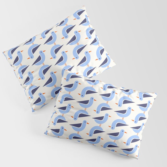 Blue Seagulls Pattern Pillow Sham Gallery Image 3