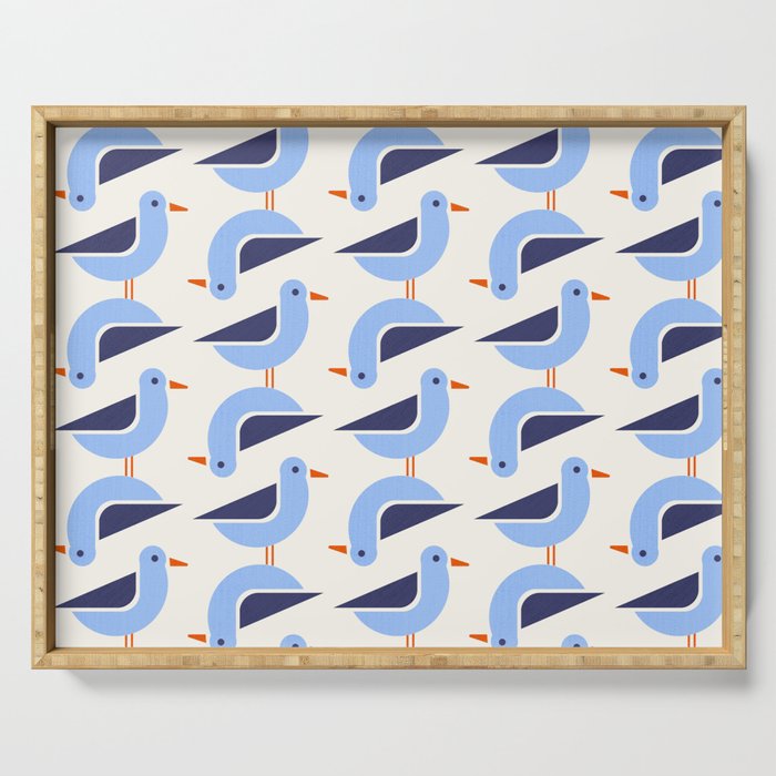 Blue Seagulls Pattern Serving Tray Gallery Image 1