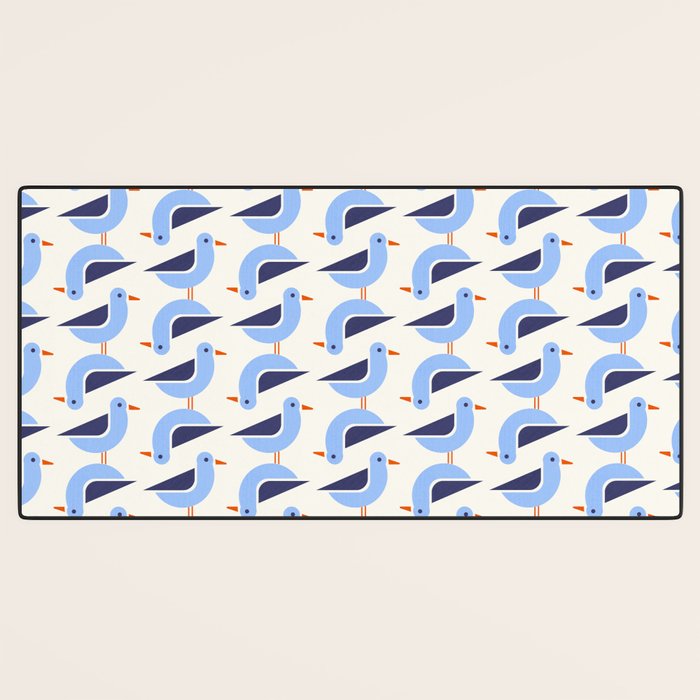 Blue Seagulls Pattern Desk Mat Gallery Image 3