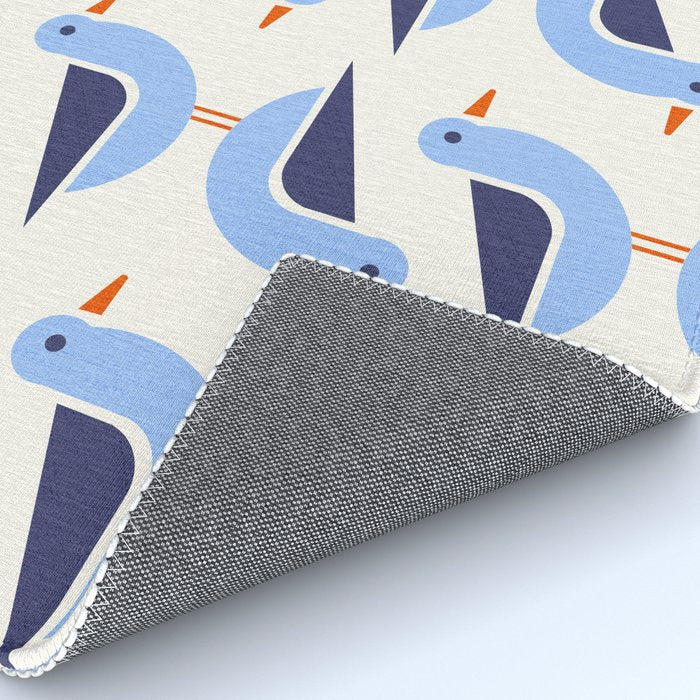 Blue Seagulls Pattern Rug Gallery Image 4