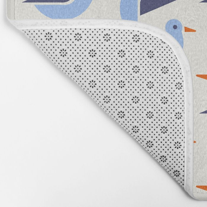 Blue Seagulls Pattern Bath Mat Gallery Image 2