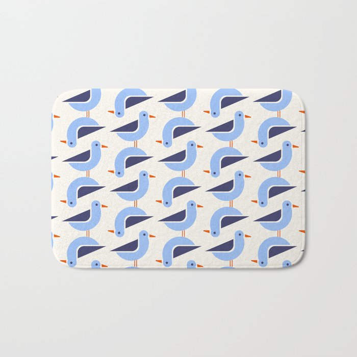 Blue Seagulls Pattern Bath Mat Gallery Image 1
