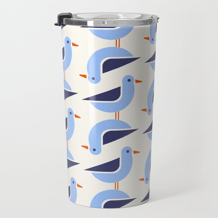 Blue Seagulls Pattern Travel Mug Gallery Image 3
