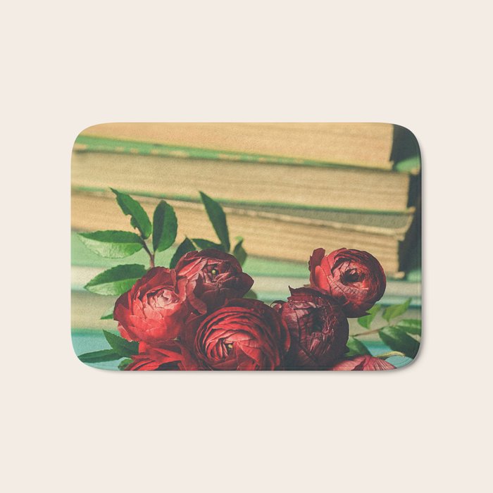 Books and Flowers Bath Mat Gallery Image 1