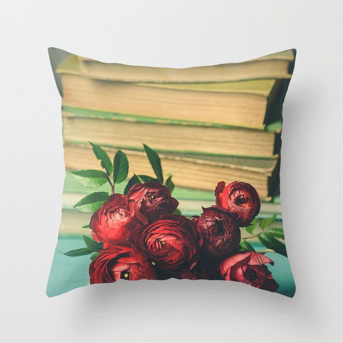 Books and Flowers Throw Pillow Gallery Image 6