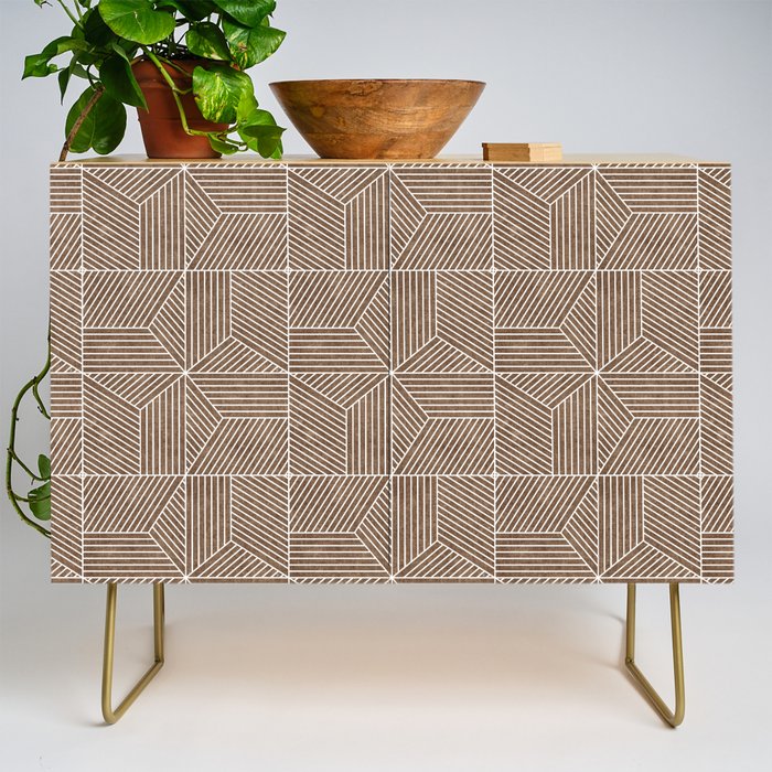 bohemian geometric tiles - brown Credenza Gallery Image 1