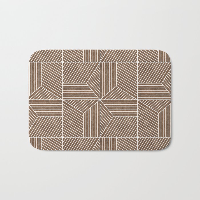 bohemian geometric tiles - brown Bath Mat Gallery Image 1
