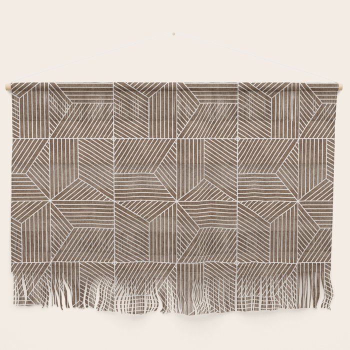bohemian geometric tiles - brown Wall Hanging Gallery Image 1