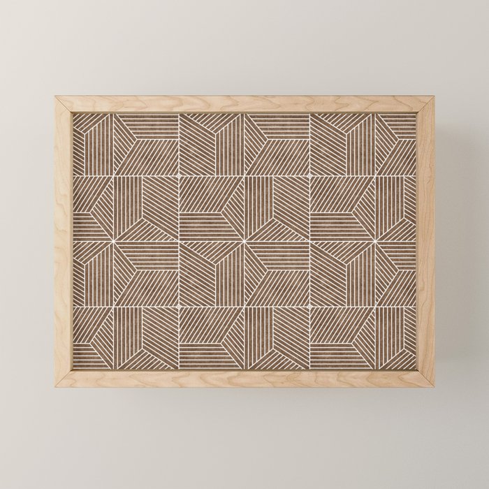 bohemian geometric tiles - brown Mini Art Print Gallery Image 1