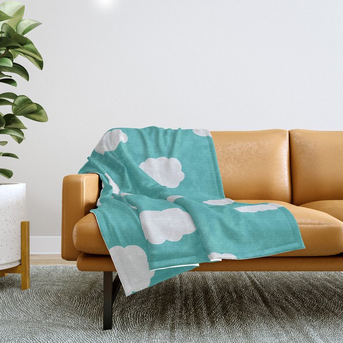 Cartoon Clouds Pattern Throw Blanket Gallery Image 1