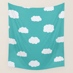 Cartoon Clouds Pattern Wall Tapestry Gallery Image 4