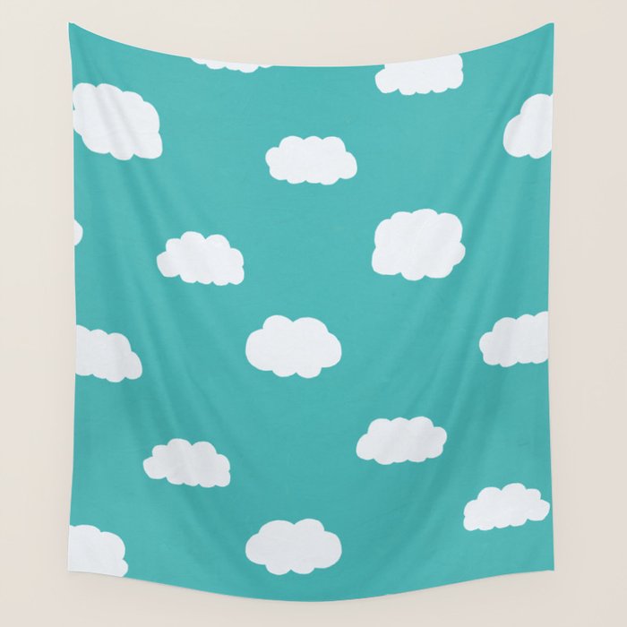 Cartoon Clouds Pattern Wall Tapestry Gallery Image 1