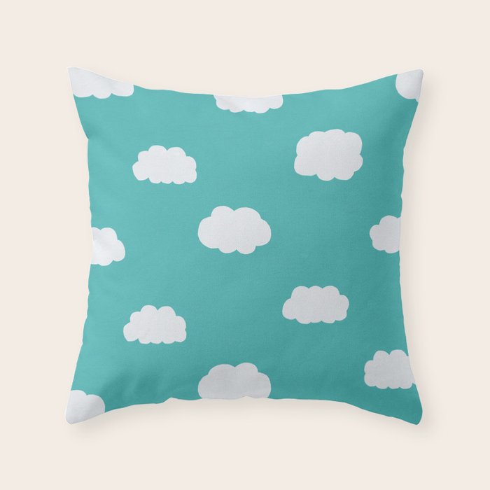 Cartoon Clouds Pattern Throw Pillow Gallery Image 6