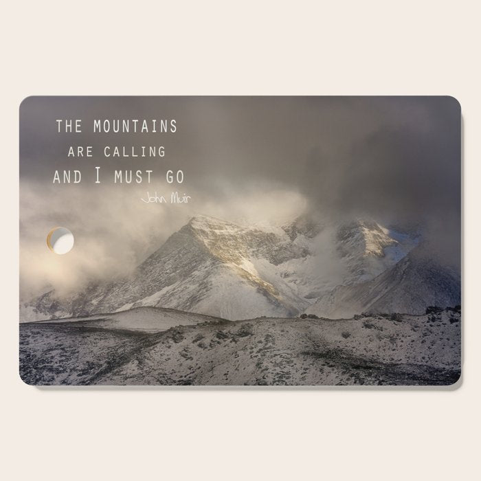 The Mountains are calling, and I must go.  John Muir. Vintage. Cutting Board Gallery Image 1