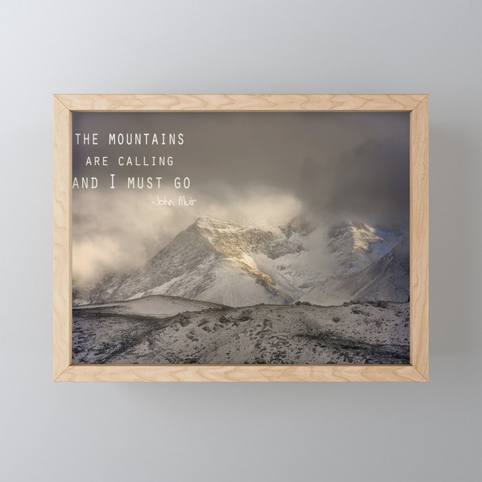 The Mountains are calling, and I must go.  John Muir. Vintage. Mini Art Print Gallery Image 1