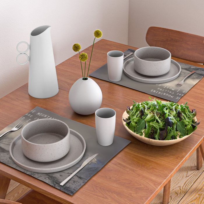 The Mountains are calling, and I must go.  John Muir. Vintage. Placemat Gallery Image 2