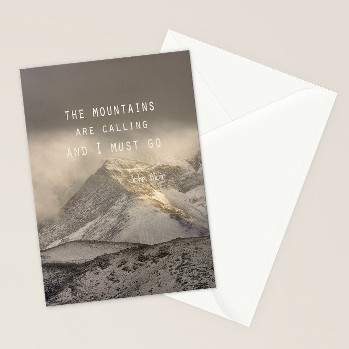 The Mountains are calling, and I must go.  John Muir. Vintage. Stationery Card Gallery Image 2