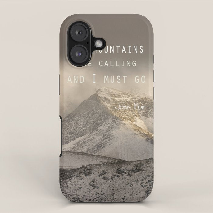 The Mountains are calling, and I must go.  John Muir. Vintage. iPhone Case Gallery Image 1