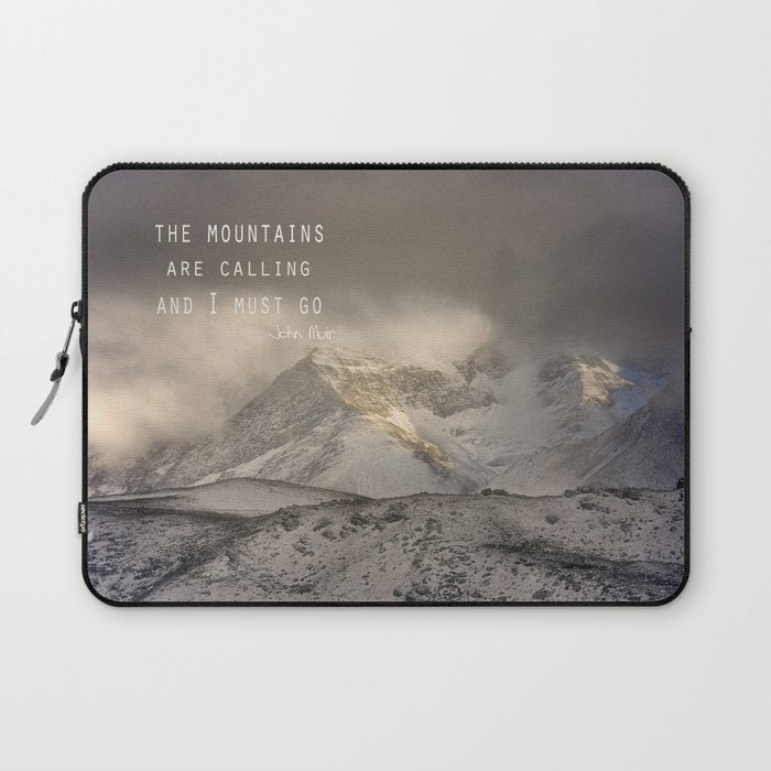 The Mountains are calling, and I must go.  John Muir. Vintage. Laptop Sleeve Gallery Image 1