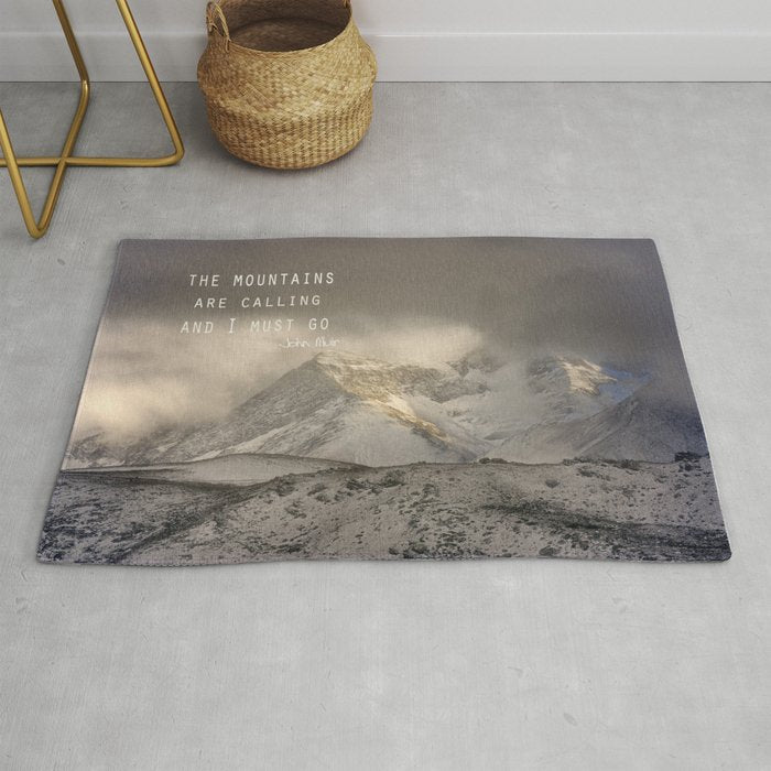 The Mountains are calling, and I must go.  John Muir. Vintage. Rug Gallery Image 1