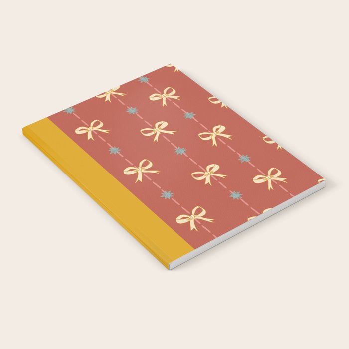 Cute Hair Bows & Stars in Burnt Red & Yellow Notebook Gallery Image 1
