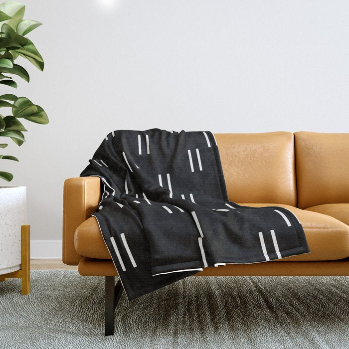 double dash on black Throw Blanket Gallery Image 1