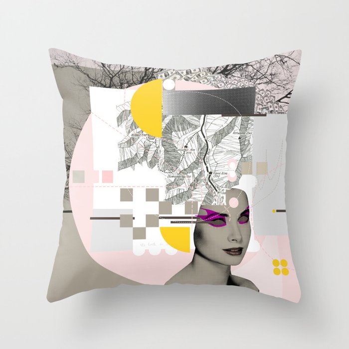 pink dream woman · gk Throw Pillow Gallery Image 1