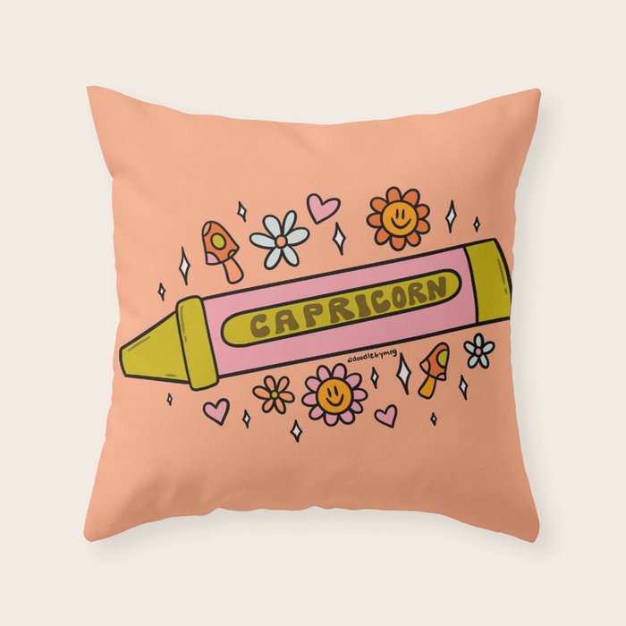 Capricorn Crayon Throw Pillow Gallery Image 1