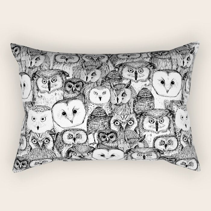 just owls black white Rectangular Pillow Gallery Image 2
