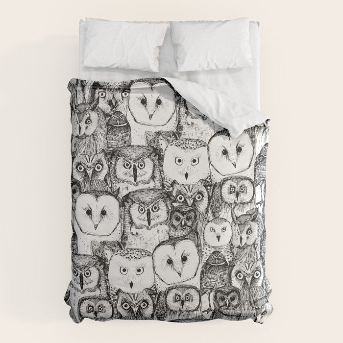 just owls black white Duvet Cover Gallery Image 1