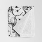 just owls black white Throw Blanket Gallery Image 3