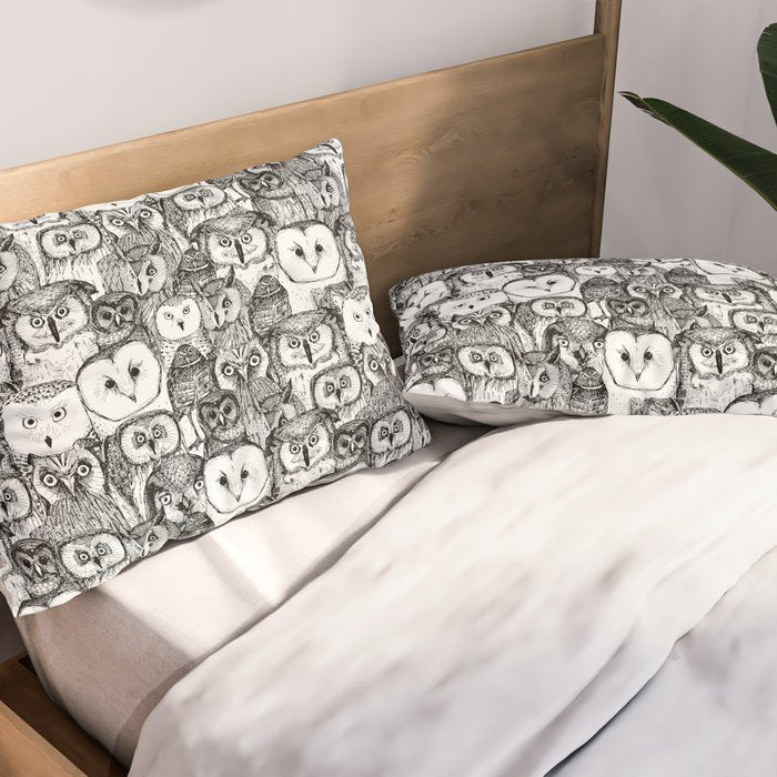 just owls black white Pillow Sham Gallery Image 2