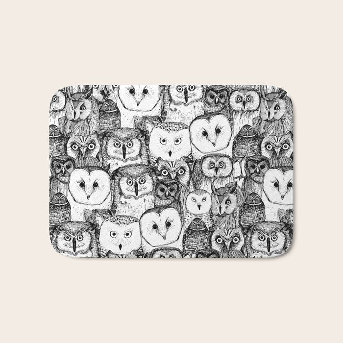 just owls black white Bath Mat Gallery Image 1