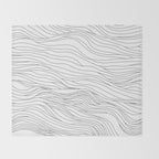 Abstract black and white wave line art pattern Throw Blanket Gallery Image 2