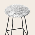 Abstract black and white wave line art pattern Stool Gallery Image 2