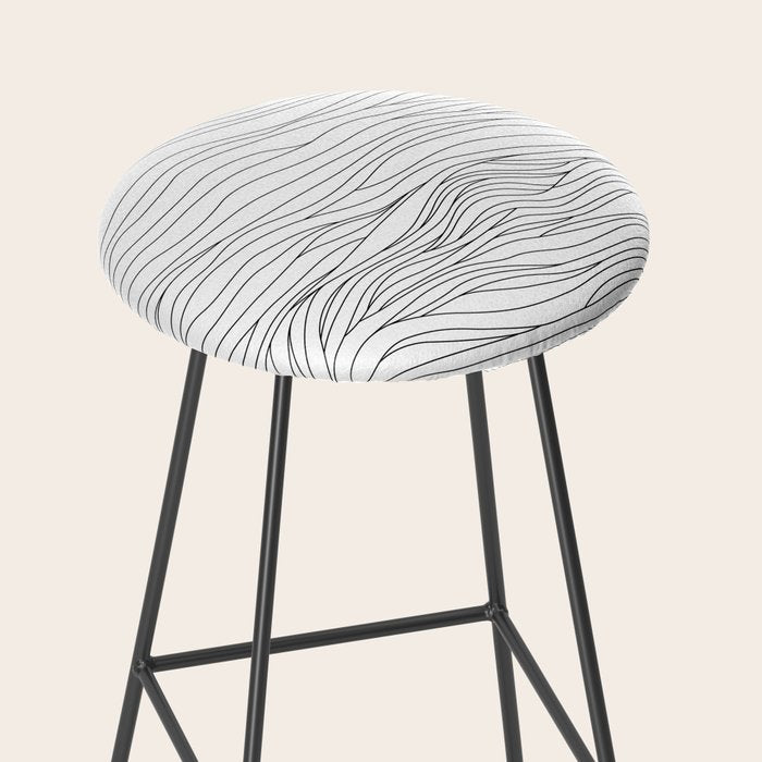 Abstract black and white wave line art pattern Stool Gallery Image 2