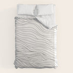 Abstract black and white wave line art pattern Duvet Cover Gallery Image 6