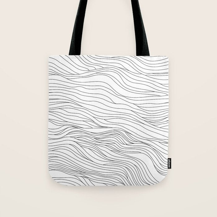 Abstract black and white wave line art pattern Tote Bag Gallery Image 1