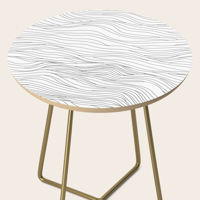 Abstract black and white wave line art pattern Side Table Gallery Image 2