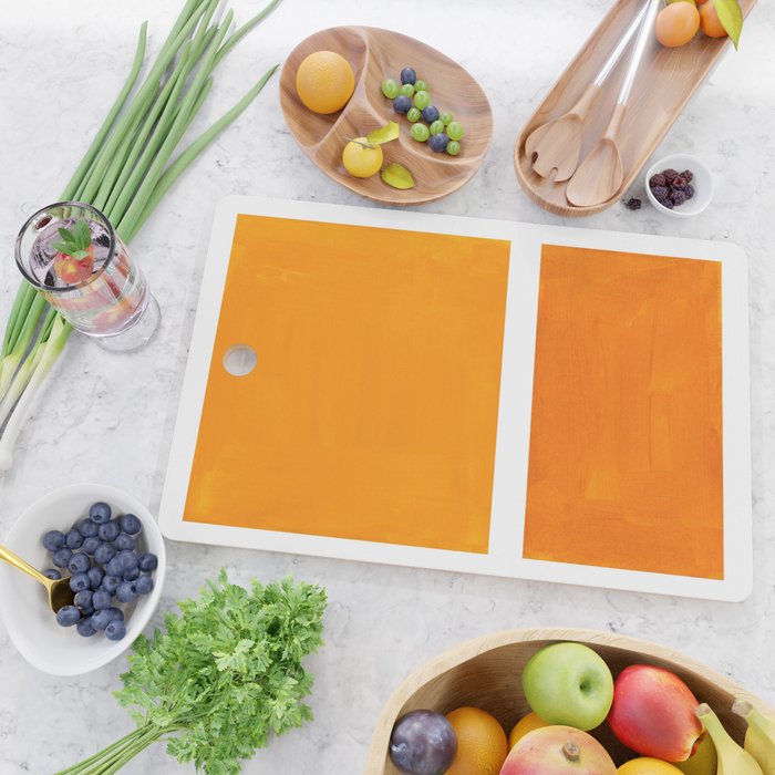 Antique Yellow  & Yellow Ochre Mid Century Modern Abstract Minimalist Rothko Color Field Squares Cutting Board Gallery Image 2