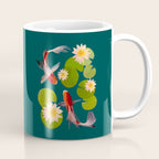 Graceful Koi Among Water Lilies  Coffee Mug Gallery Image 1