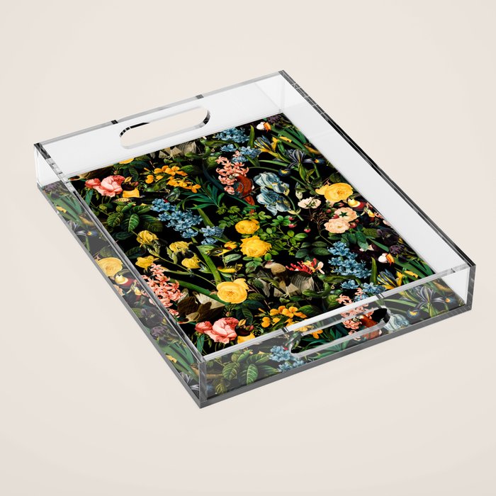 FLORAL AND BIRDS V Acrylic Tray Gallery Image 1