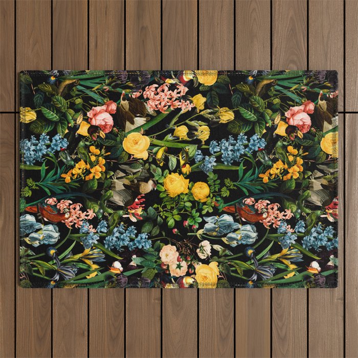 FLORAL AND BIRDS V Outdoor Rug Gallery Image 1