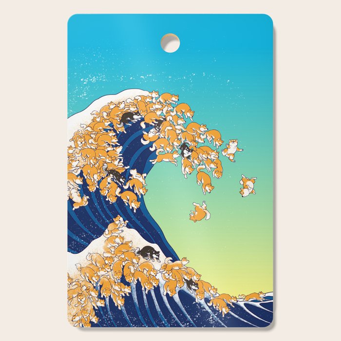 Shiba Inu in Great Wave Cutting Board Gallery Image 1