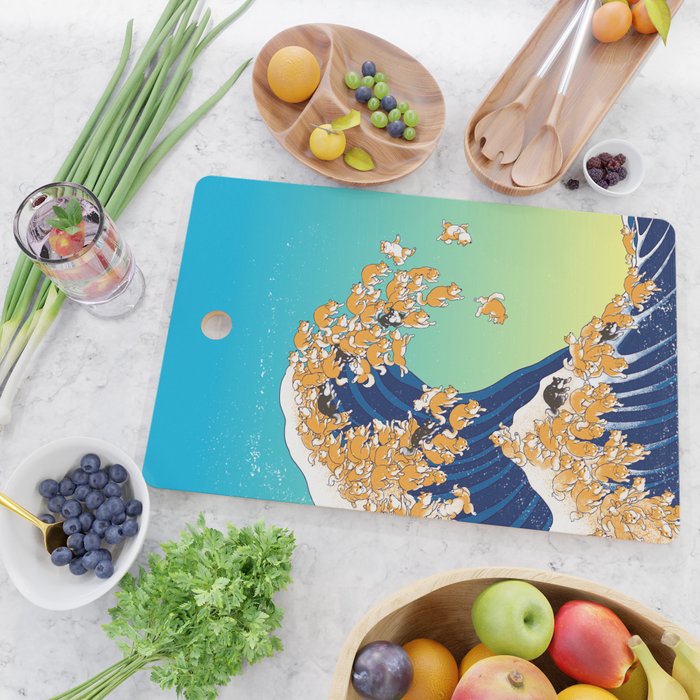 Shiba Inu in Great Wave Cutting Board Gallery Image 2