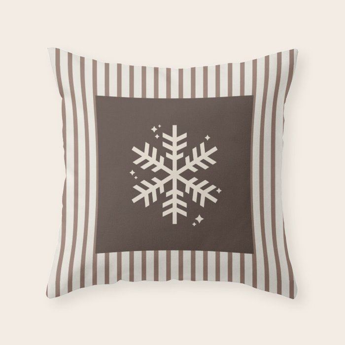 Snowflake Brown Striped Throw Pillow Gallery Image 6