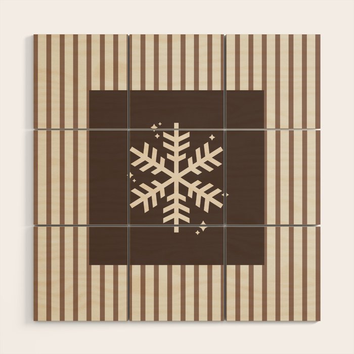 Snowflake Brown Striped Wood Wall Art Gallery Image 1