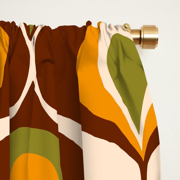 Retro 70s ovals op-art pattern brown, orange Window Curtain Gallery Image 2
