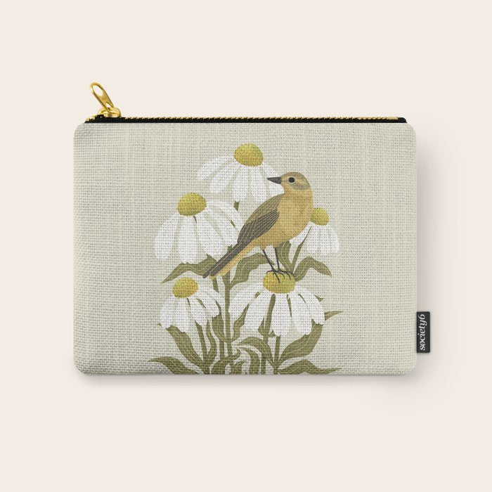 Yellow Wagtail on White Coneflowers  Carry All Pouch Gallery Image 1